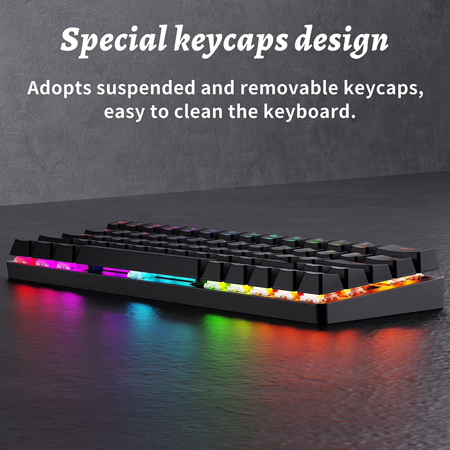 DK63 60% Wireless Mechanical Keyboard, RGB Backlit Bluetooth Gaming Keyboard Wired Dedicated Arrow Keys, Compact 63 Keys Mini Keyboard, Full Keys Programmable - Red Switch