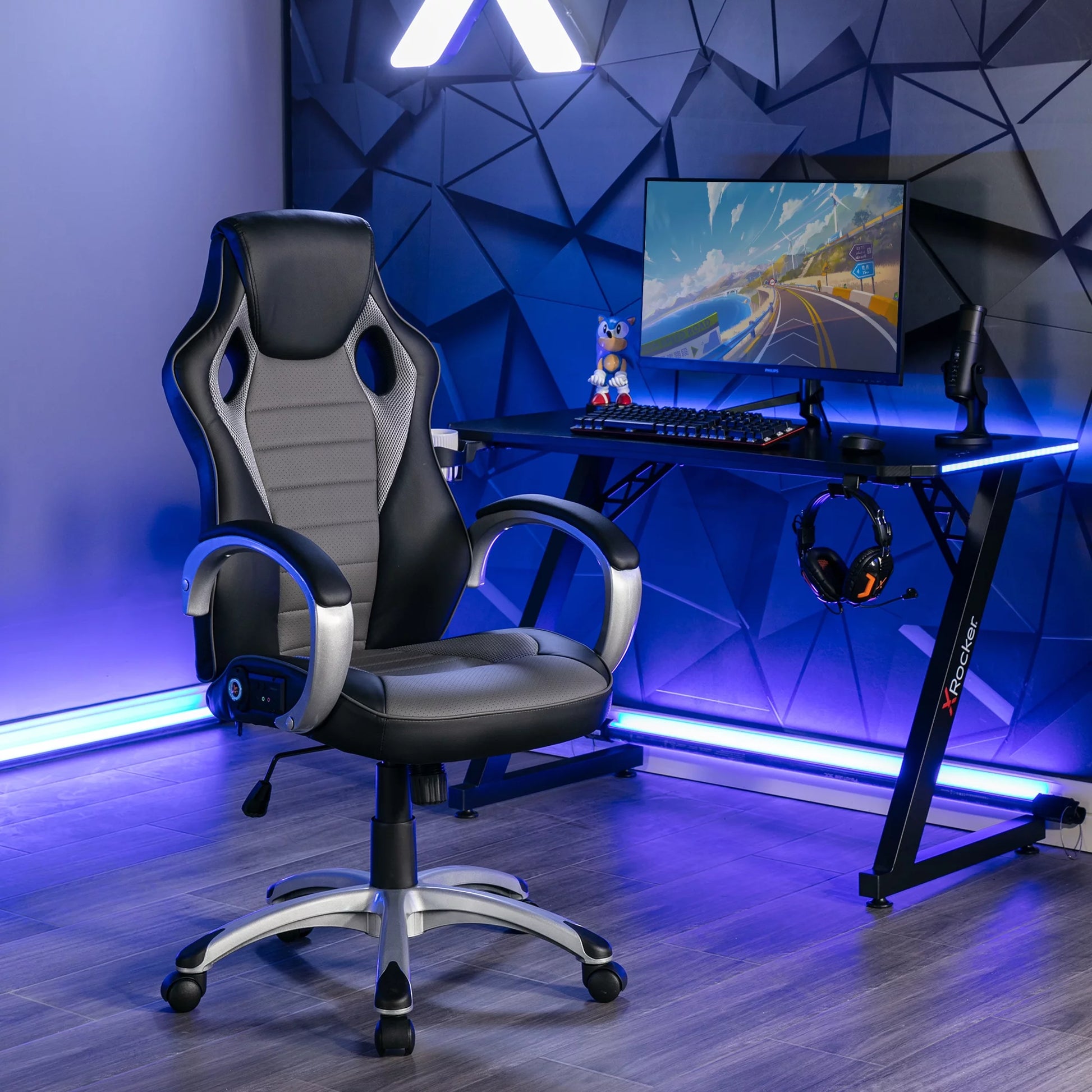 Rogue 2.0 Bluetooth PC Chair, Gray, 25.6 X 23.62 X 43.5